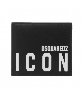 DSQUARED2 ICON skórzany męski portfel BLACK