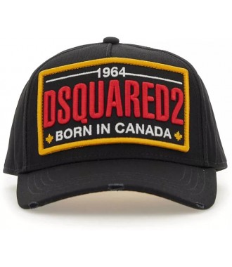 DSQUARED2 włoska czapka z daszkiem bejsbolówka BLACK