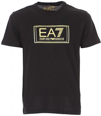 EMPORIO ARMANI EA7 luksusowy męski t-shirt GOLD